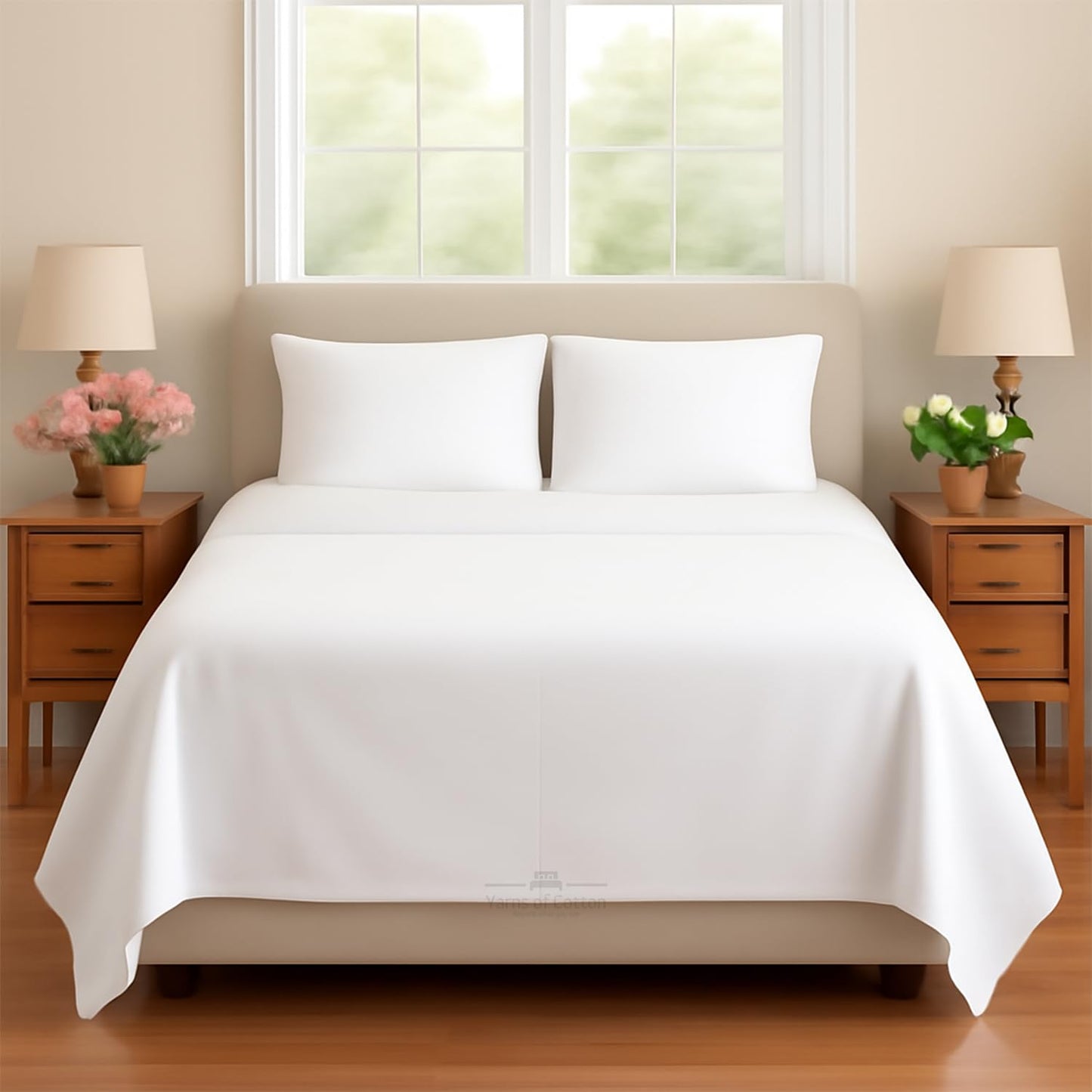 Sleeper Sofa Bed Sheet, 100% Cotton 400 Thread Count, 4 Piece Set, Deep Pocket Fitted Sheet, Soft Wrinkle Free & Breathable, Luxury Hotel Quality, Fits Up to 6 Inch Mattress (Full, White)