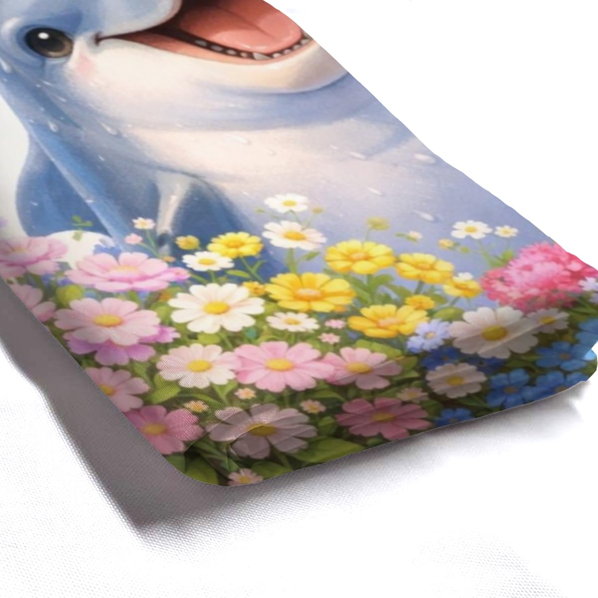 REZHOCH Fun Dolphin Shower Curtain 72x72Inch,Floral Home Bathroom Decor Spring Summer Garden Flowers Wisteria Rose Butterfly,Cute Animal Waterproof Fabric Bath Set with Hooks