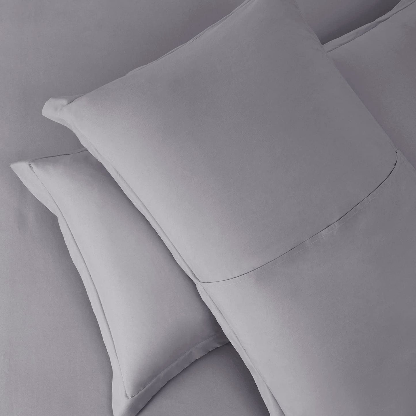 Hearth & Harbor Queen Size Duvet Cover & Bed Sheet Set Grey Lavender, 7 Piece Soft Double Brushed Bedding Set, Includes Duvet Cover, Flat Sheet, Fitted Sheet, Pillowcases and Pillow Shams