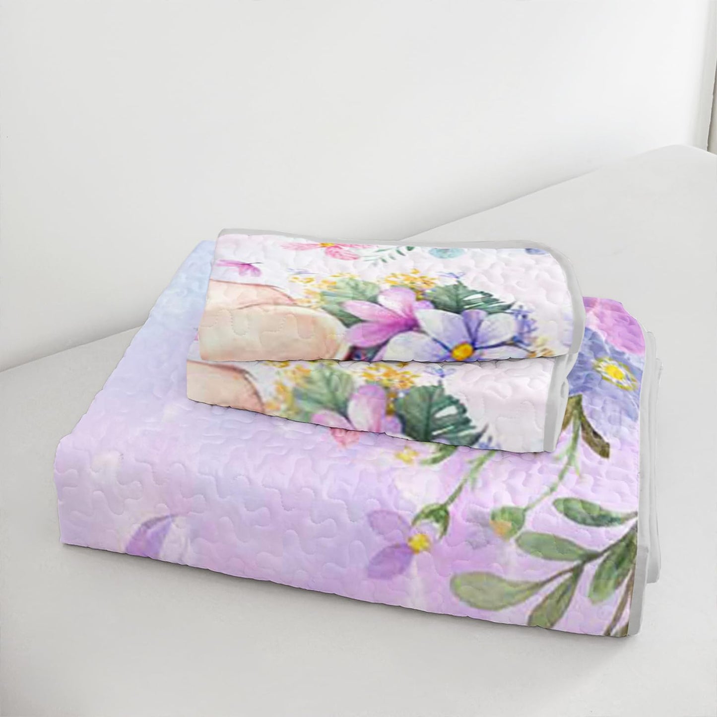 XYNHML Elephant Flowers Quilts Bedding Twin 3Pcs Wild Animals Pink Purple Kawaii Butterfly Quilt Bed Set Lightweight Soft Bedspreads Coverlet with 2 Pillowcases for Kid Boy Girl Teen Adult Bed Decor