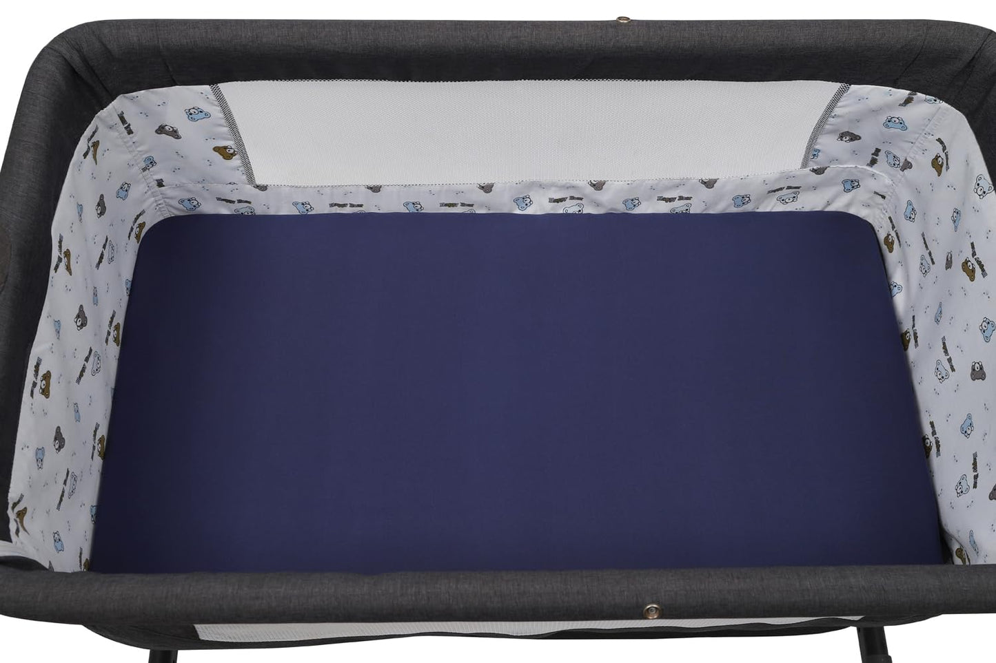 Tontukatu Stretchy Fitted Crib Sheets Set 2 Pack Portable Crib Mattress Topper for Baby Girl Boy,Ultra Soft Jersey Material, Dark Blue & Bear Deer