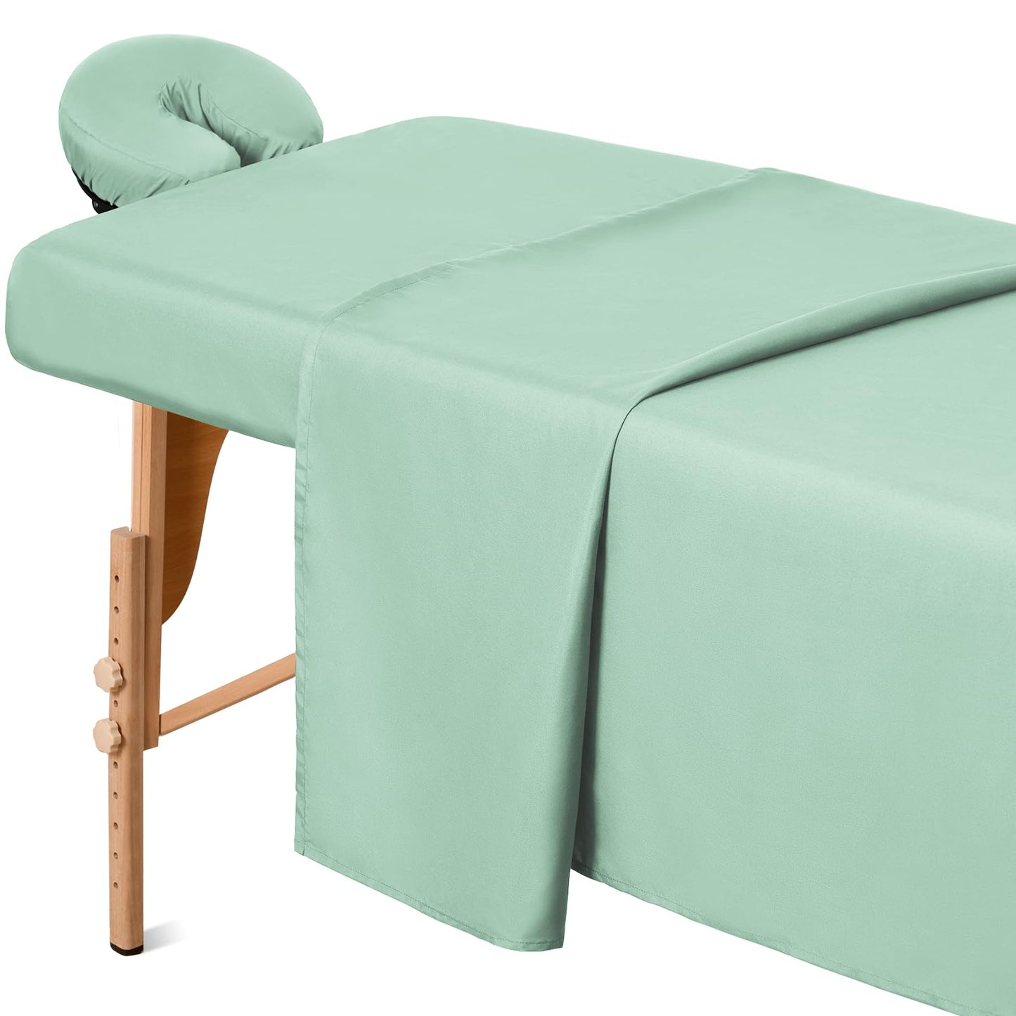 Comfyanno 3-Piece Massage Table Sheets Sets, Stain & Wrinkle Resistant, Soft Microfiber, Quick Drying, Professional Spa Therapy Bed Sheets, Includes Flat & Fitted Sheet, Face Cradle Cover -Sage