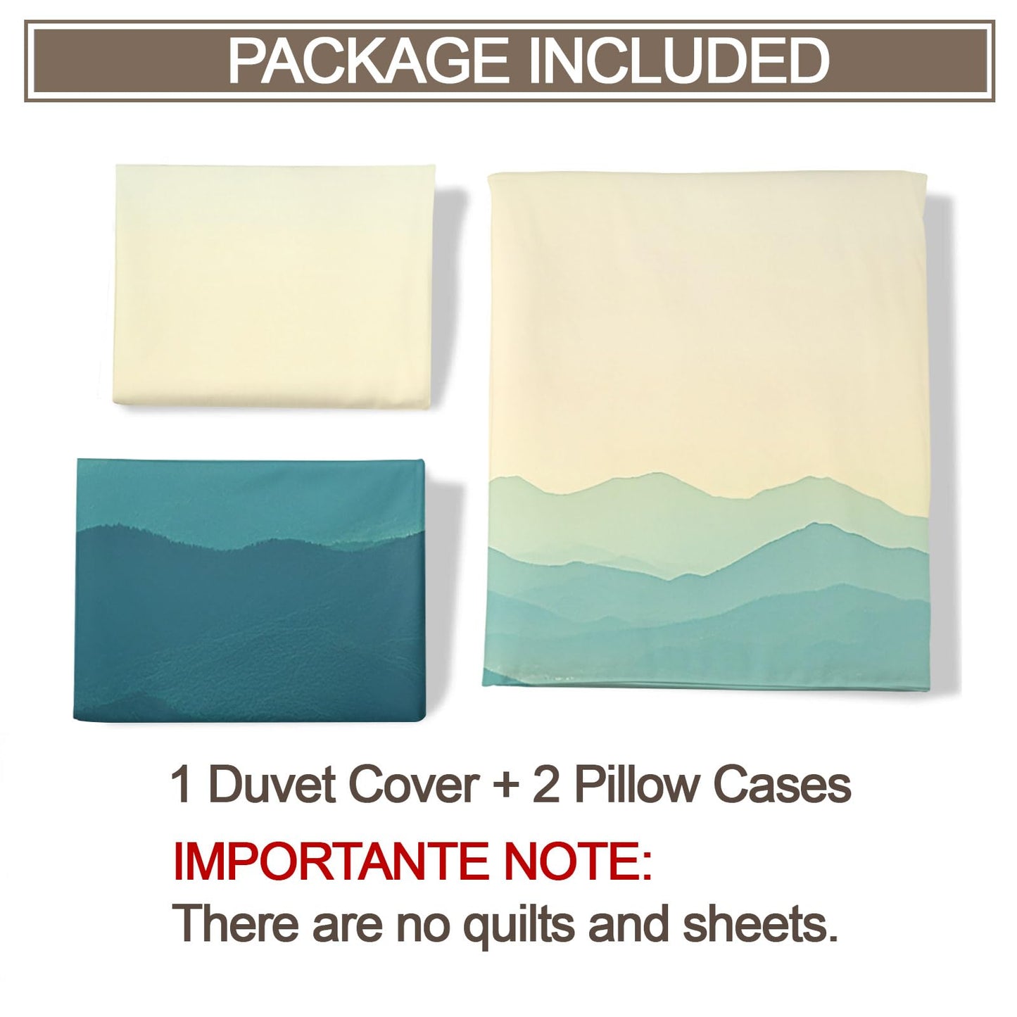 PAISUOQ Mountain Bedding, Misty Mountains Comforters Queen Size, Natural Landscapes Duvet Cover with 2 Pillowcases, 3 Pieces with Zipper & Ties, Home Decor & Gifts