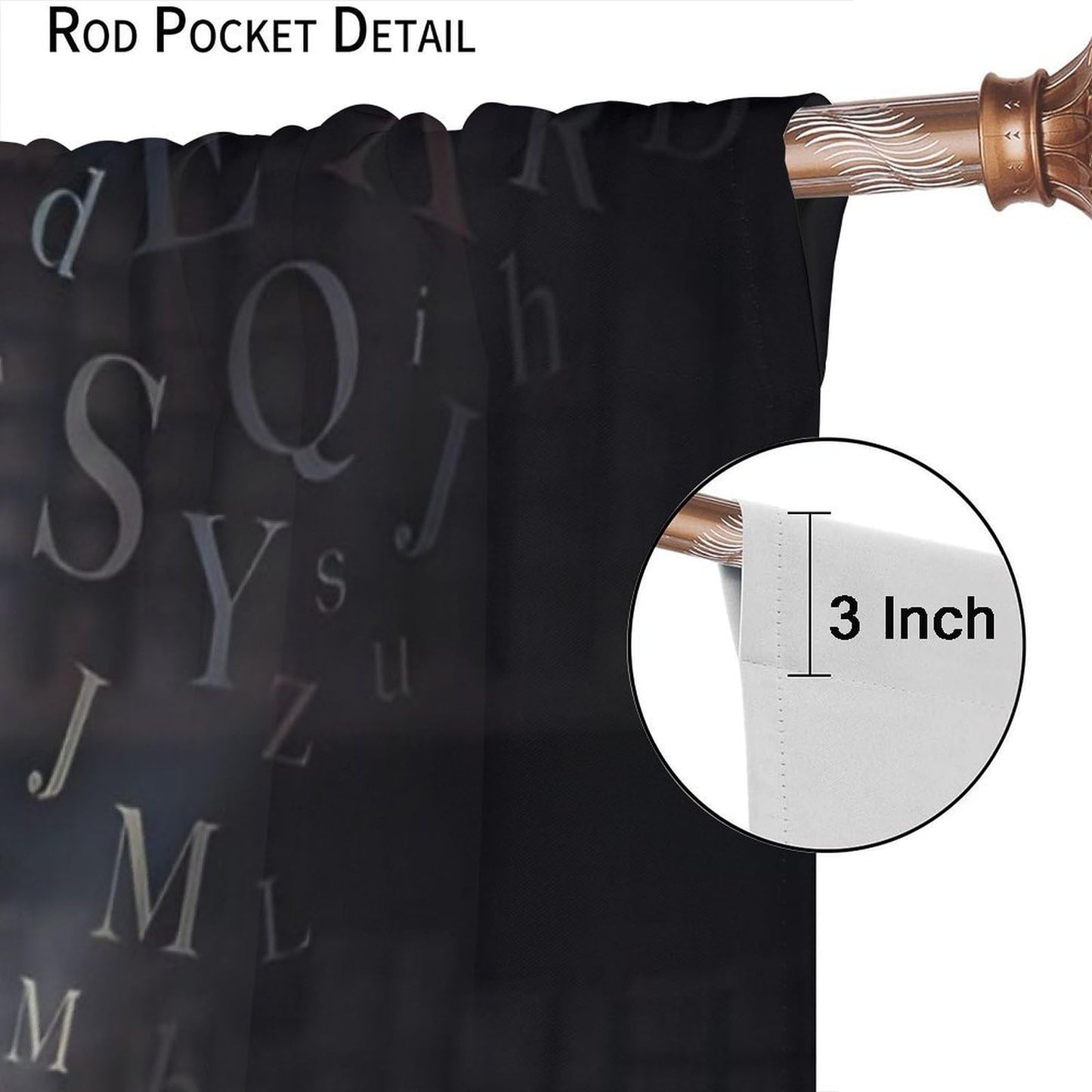 Nsbul Book Stack Curtains Mystical Alphabet Open Book Design Window Treatment Vintage Bookshelf Window Drapes for Bedroom Living Room,42" W X 45" L (No Blackout)