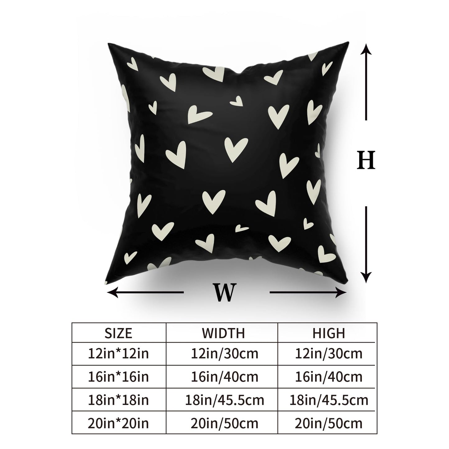Valentines Pillow Covers 18x18 Set of 2 Black Love Heart Holiday Decorative Throw Pillows Romantic Valentine Day Themed Gifts Pillowcase Cotton Square Cushion Cover Decor for Home Couch Bed Soft