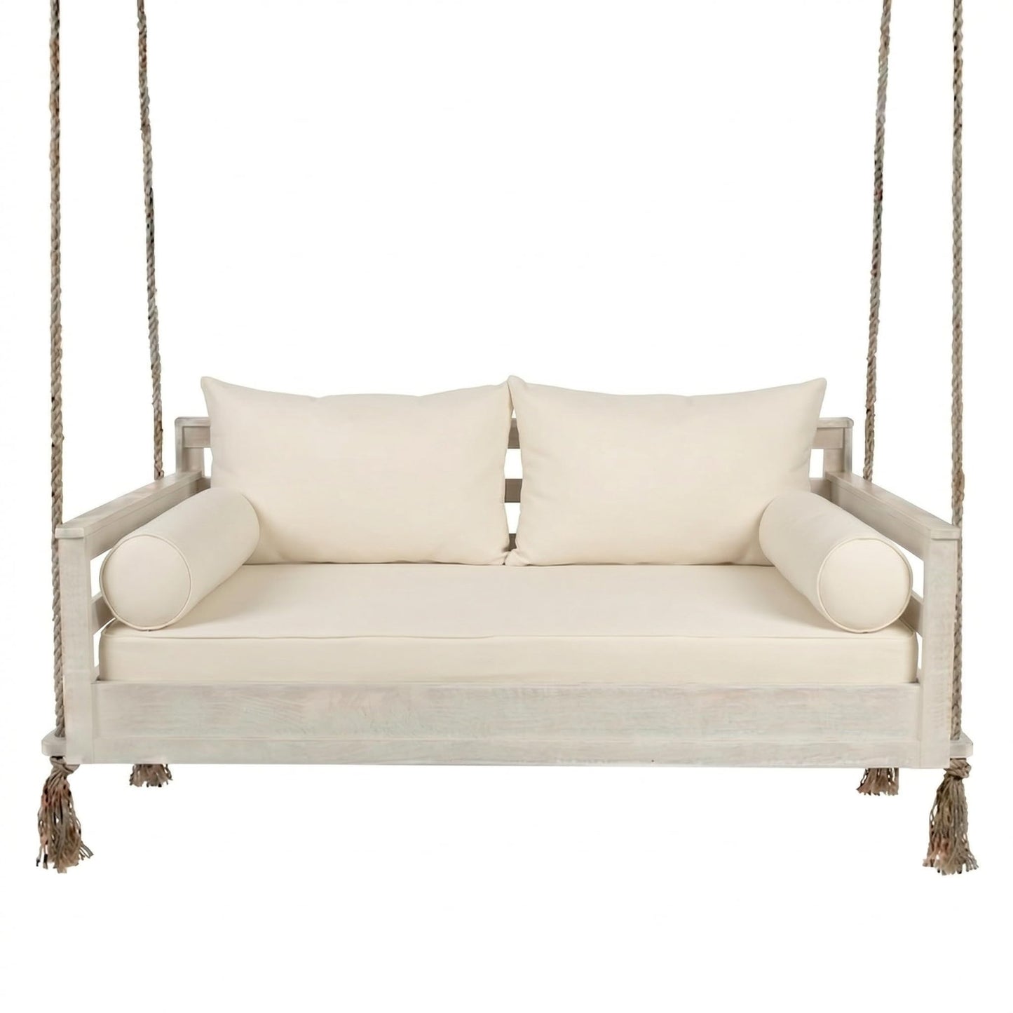WQZWDFC Outdoor Daybed Cushion Cover Twin Size Patio Swing Bed Mattress Bolster Pillow Fitted Sheet Covers with Zipper -Only Cover (Off-White)