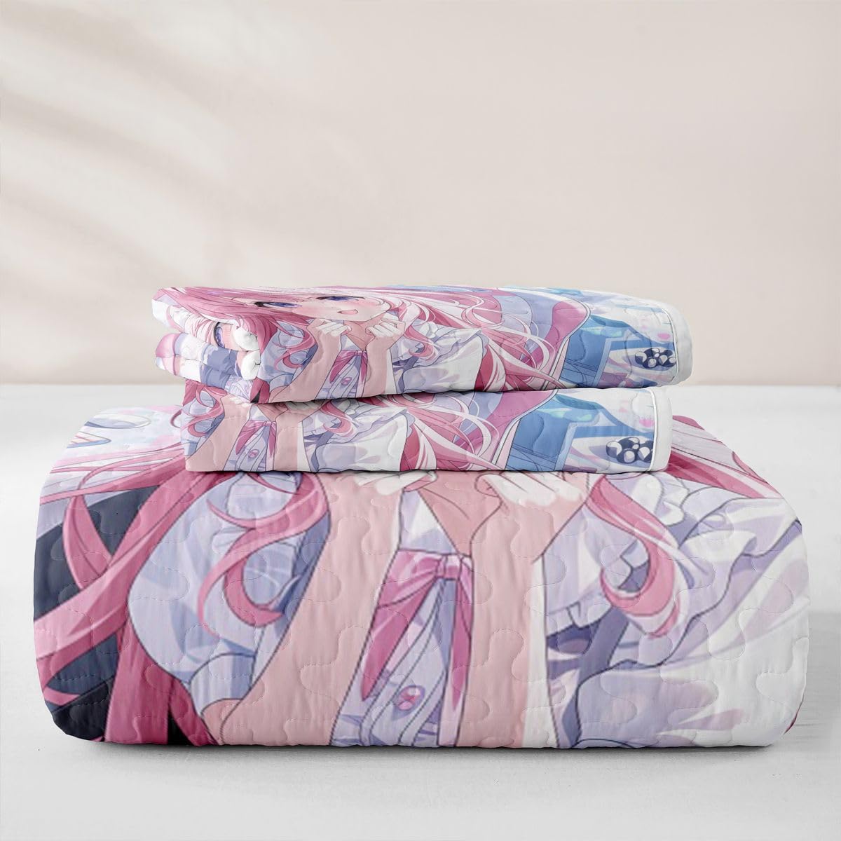 Erosebridal Kawaii Japanese Girl Quilt Twin Size - Cartoon Anime Bedspread Girls Gamer Bed Coverlet with 1 Pillowcase