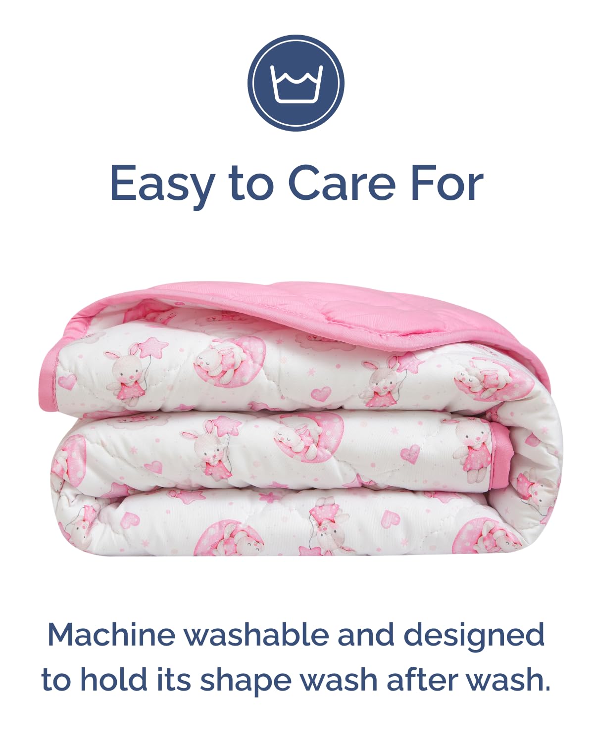 Bunny Toddler Comforter - Down Alternative Toddler Microfiber Comforter - Lightweight & Warm Baby Quilt Blanket - Soft & Breathable - Kids Duvet Insert for Crib & Stroller - Machine Washable - 39x47