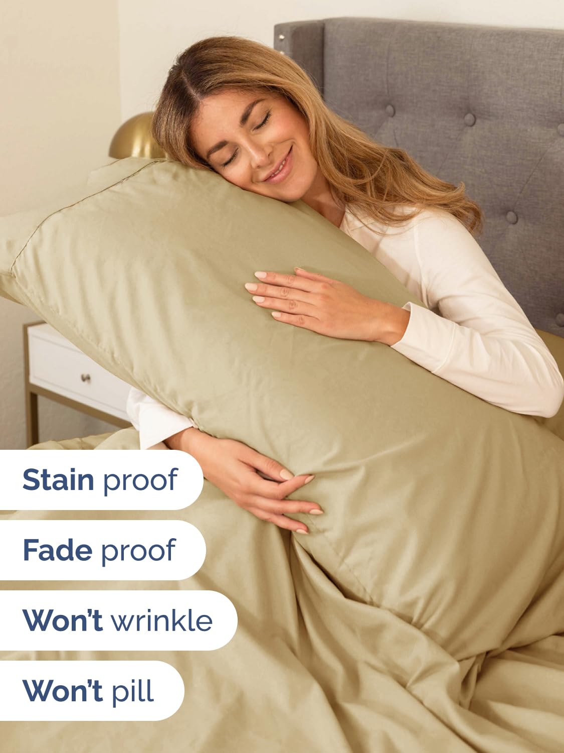Extra Deep King Sheet Set - 6 Piece Breathable and Cooling Sheets - Hotel Luxury Bedding for Women, Men, Kids & Teens - Easy & Secure Fit - Soft, Wrinkle Free and Comfy - Extra Deep Pockets - Beige