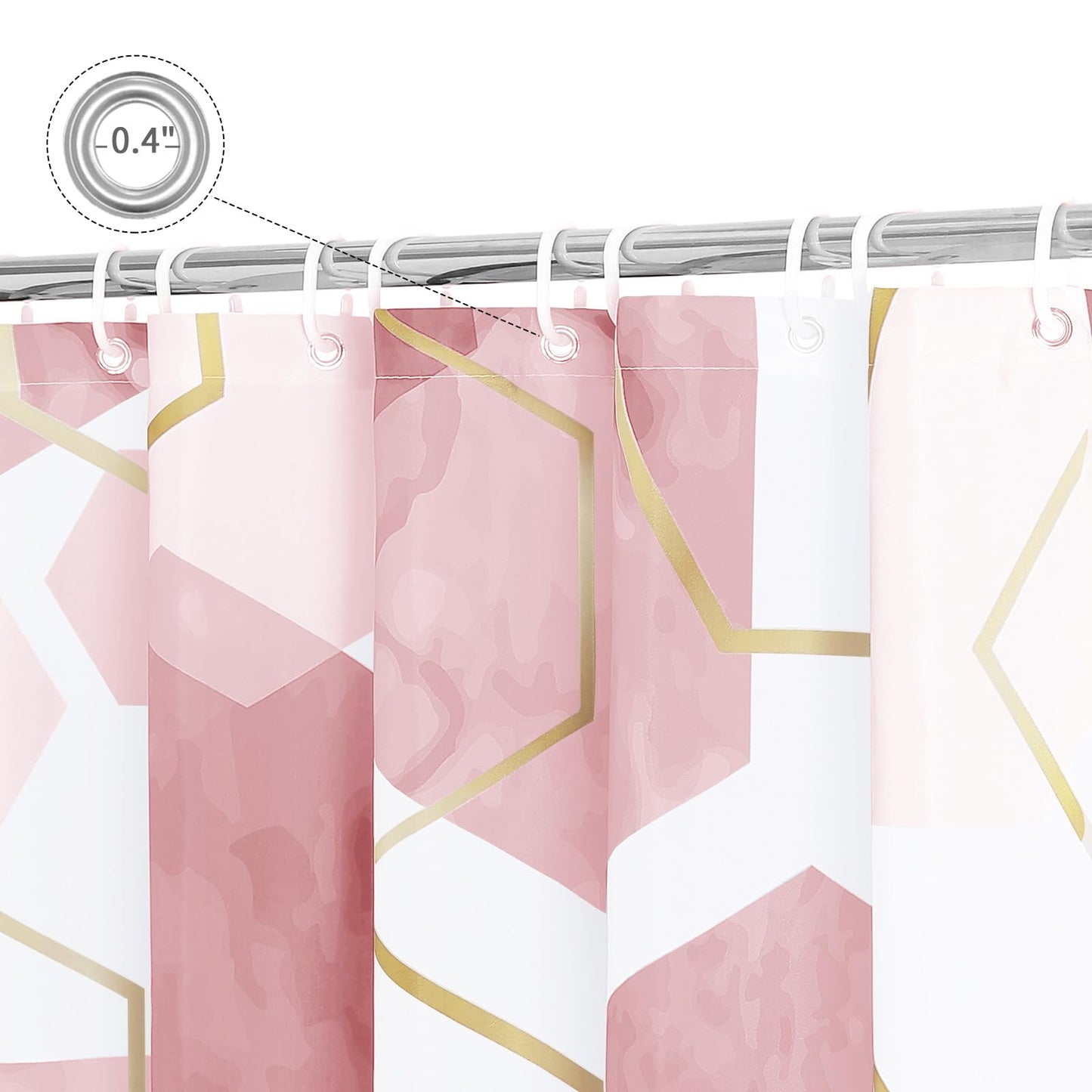 Litabel Pink Modern Shower Curtain for Bathroom, Geometric Art Decor Waterproof Bath Curtain, Abstract Fabric Shower Curtain Sets for Home Decor, 72x72 Inch