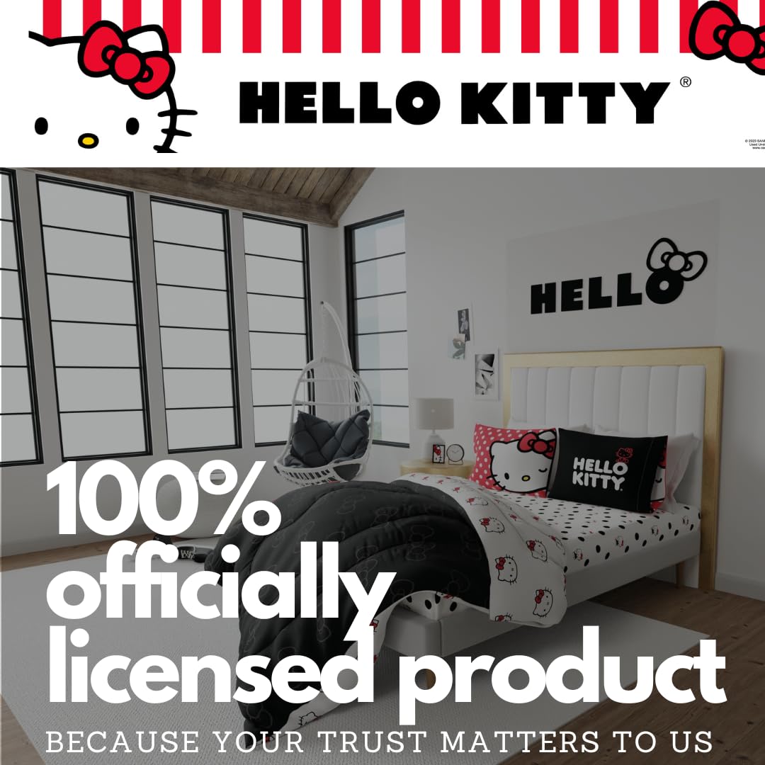 Collectibles Hello Kitty Polka Dot Bedding Super Soft Microfiber 4 Piece Full Sheet Set, (Officially Licensed Product) by Franco