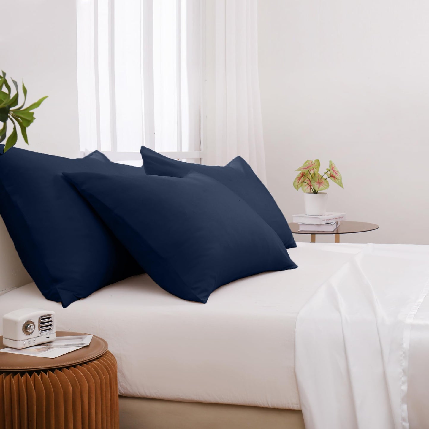 Pillowcases King Size 24 Pack - Bulk Pillow Cases with Envelope Closure, Soft Brushed Microfiber Pillow Covers Hospital Hotel Airb&bs Essentials for Hosts (20x36, Navy Blue)