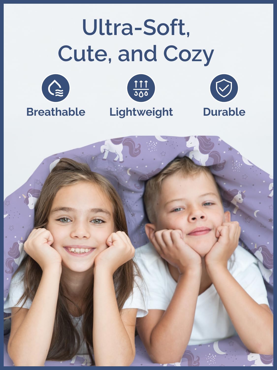 Kids Twin Size Bed Sheet Set - 3 Piece Kids Loft Bed Sheets - Purple Unicorn Butterfly Theme Bedding - Soft, Cute - Breathable and Machine Washable - Moon Bed Set for Boys, Girls, Teens and Toddlers