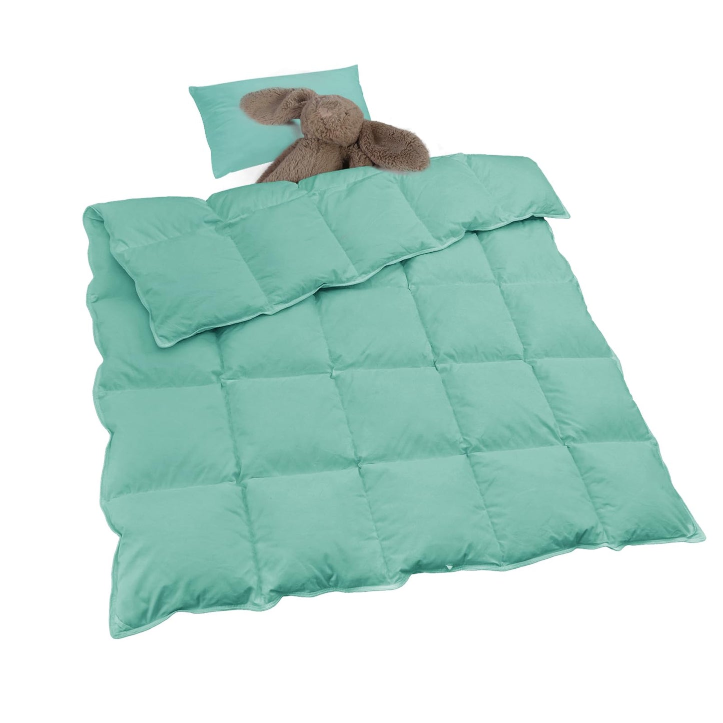 zzlamb Warm Baby Quilt Crib Comforter Small Duvet Insert, Toddler Down Comforter Kids Crib Down Throw Blanket, Lightweight Soft Brushed Noiseless Shell Down Proof Machine Washable, Aqua 41x48in