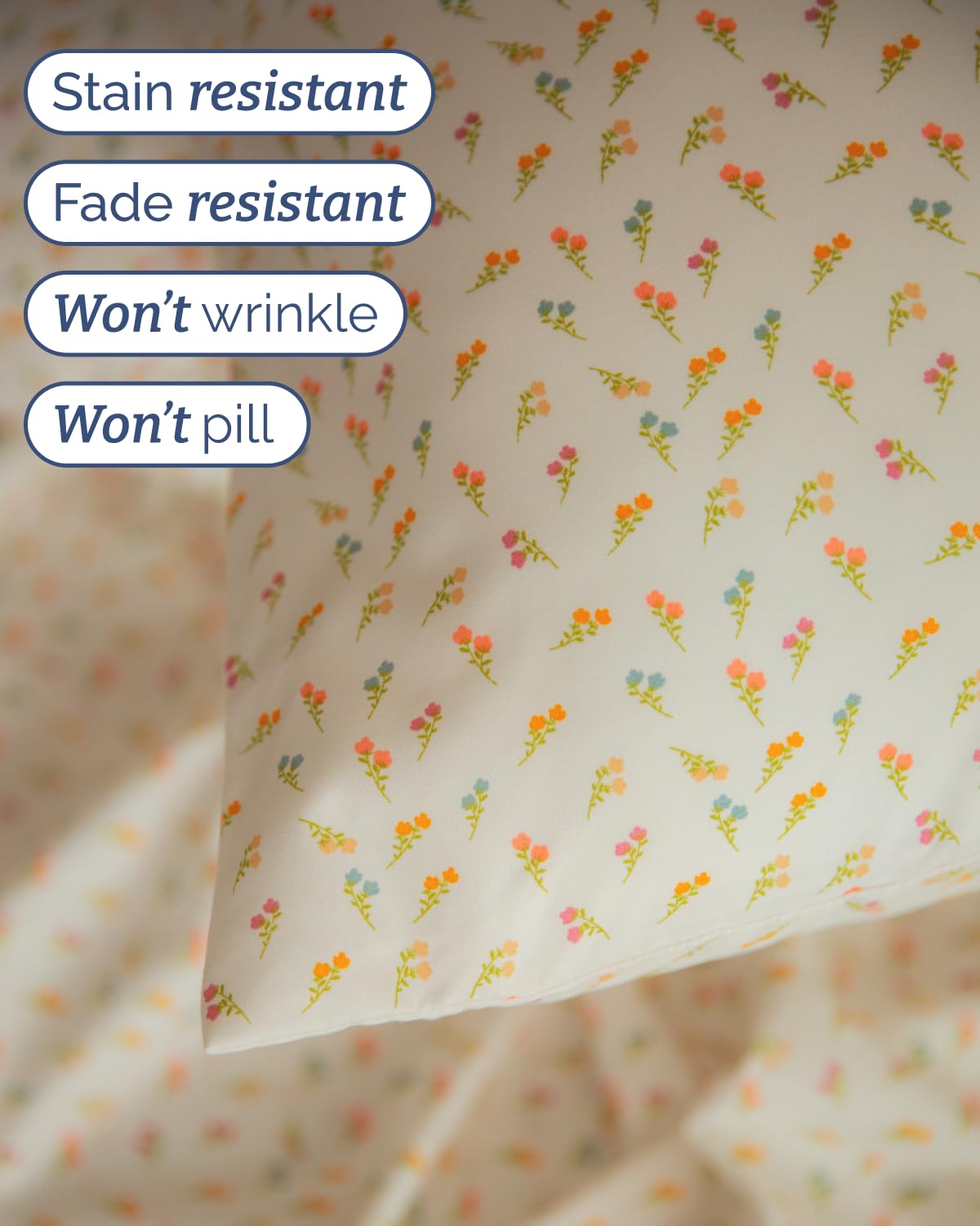 Floral Sheets - Flower Print Bed Sheet Set - 1 Flat, 1 Fitted & 2 Pillowcases w/ Deep Pockets - Comfy, Cozy, Wrinkle & Fade-Free - Boho Botanical Bedding - Soft, Breathable & Cooling - Queen Size Set