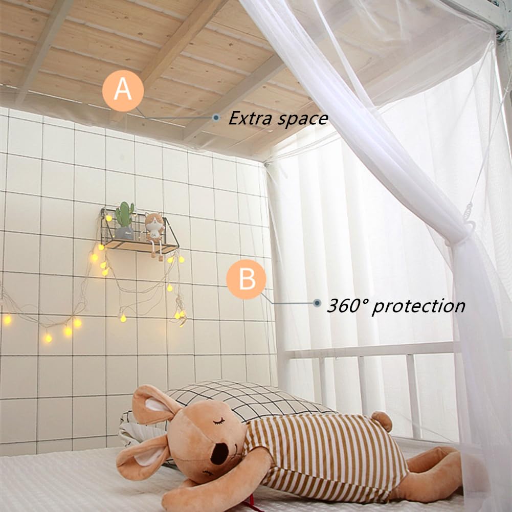 Eimilaly 8-Corner Bed Canopy Curtains for Girls, Boys, Dormitory, Loft Beds & Outdoor Camping, Fits 1.8M Single Bed - Pink
