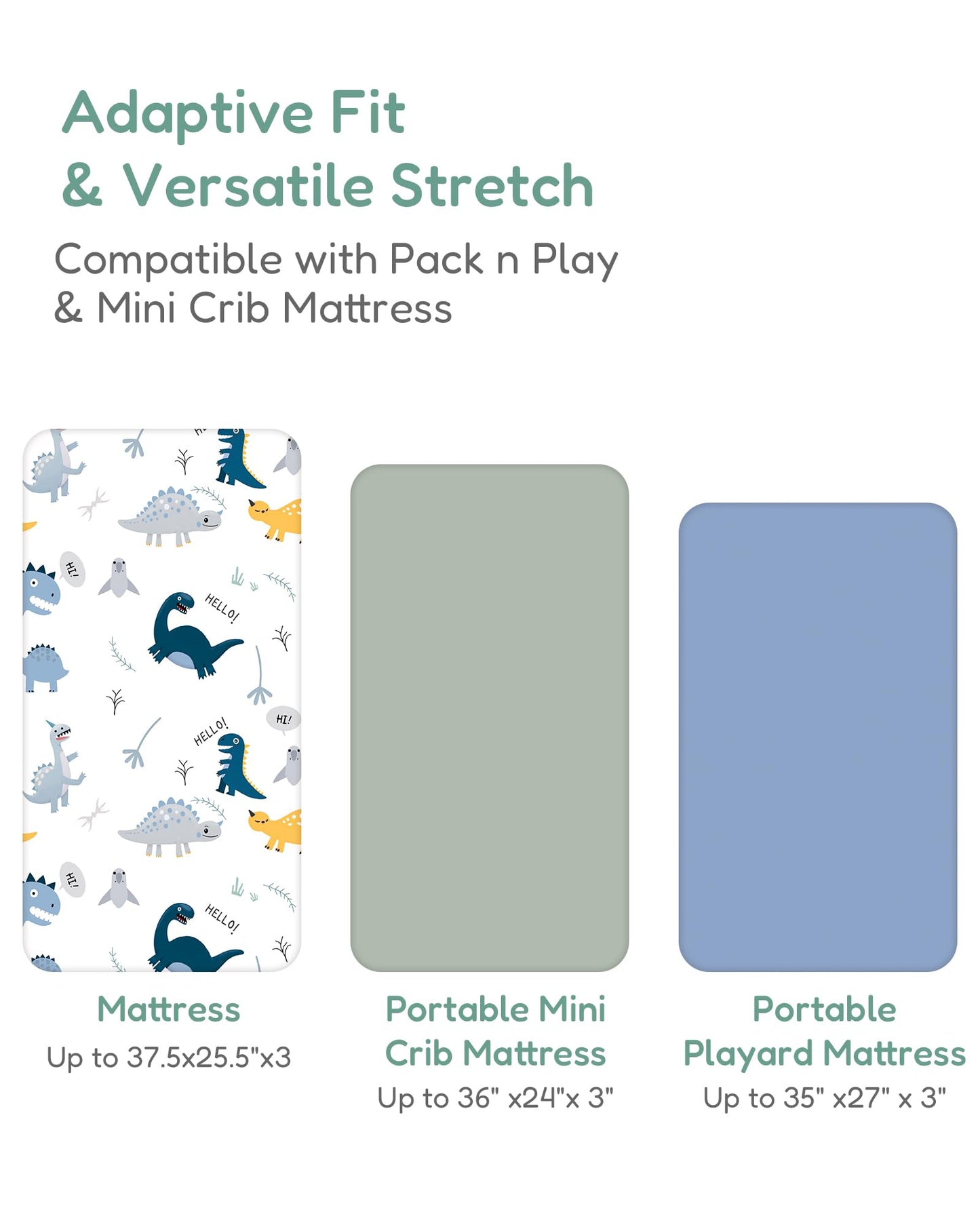 TotChill Pack and Play Sheets Fitted 2 Pack, 38x26 Graco Pack n Play Sheets for Playard & Travel Crib Mattress, Ultra Soft Jersey Knit, Breathable Stretchy Deep Pocket, Compatible with Mini Cribs