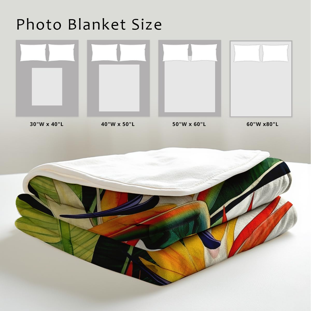 HUNXIAOJ Paradise Throw Blanket Birds Tropical Flowers Print Throw Floral Flannel Blanket for Sofa Bed Couch Office Home Decor Nature Botanical Lovers Gifts (49"x59")