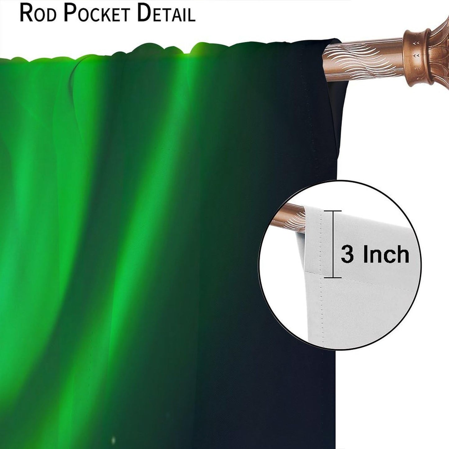GoDazzling Night Aurora Nature Landscape Curtains, Green Northern Snow Mountain Lake Rustic Town Rod Pocket Window Drapes, for Bedroom Living Room 41" W X 45" L (No Blackout)