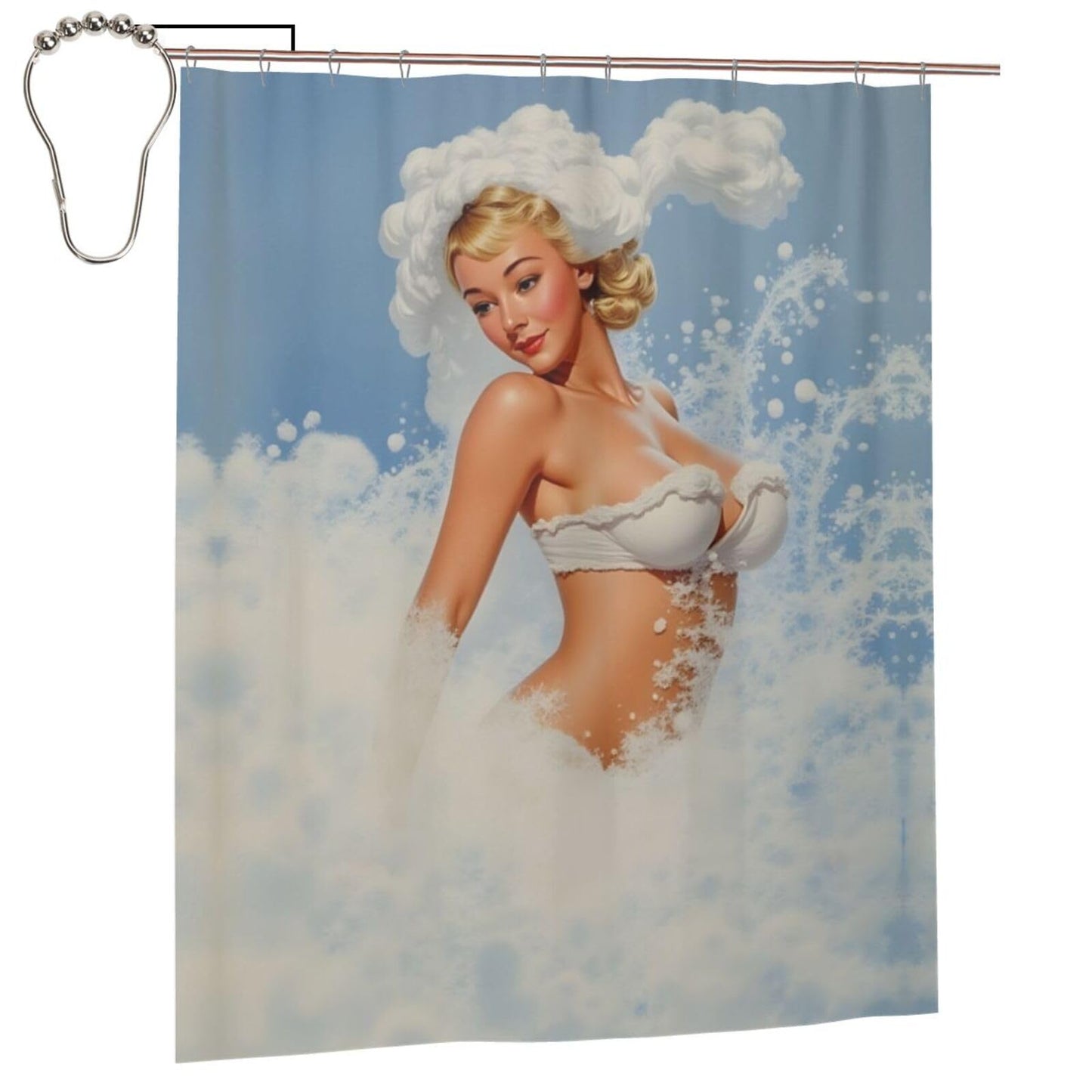 HEILIVIO Shower Curtain Retro Shower Girl Waterproof Fabric Stylish Durable Bathroom Decor,Quick-Dry,60x72inches,Includes Hooks
