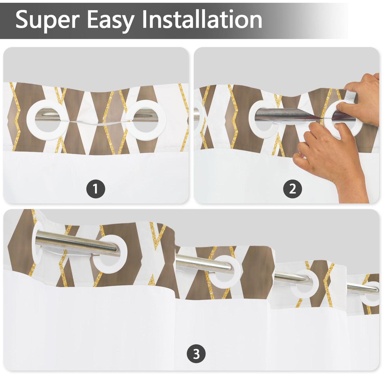 NAEMBCU No Hook Shower Curtain and Liner Set 71x74 Inch