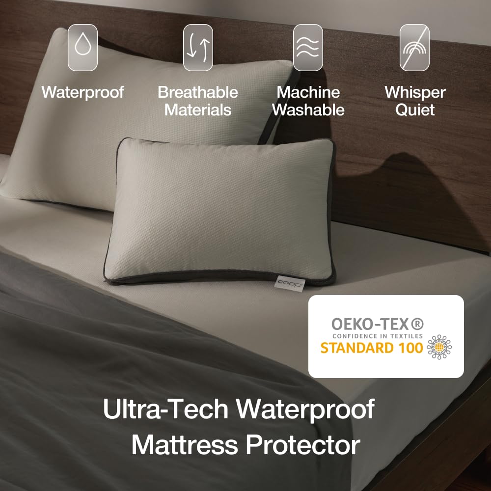 Coop Home Goods Ultra Tech Waterproof Mattress Protector Queen, Smooth Top Mattress Pad, Waterproof Mattress Cover, 18" Deep, Machine Washable Mattress Topper, Noiseless Comfort (60x80)