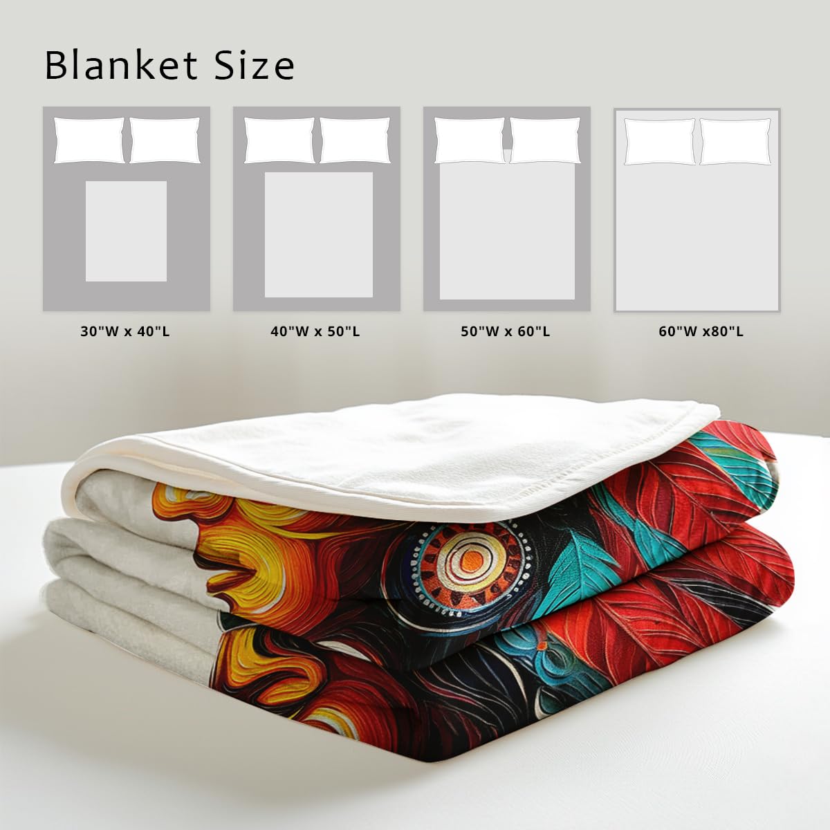 HUNXIAOJ Native American Blankets for Men Indian Print Blankets and Throws for Couch Bed Room Home Western Decor Flannel Throws Queen Size Native American Indian Gifts (49"x59")