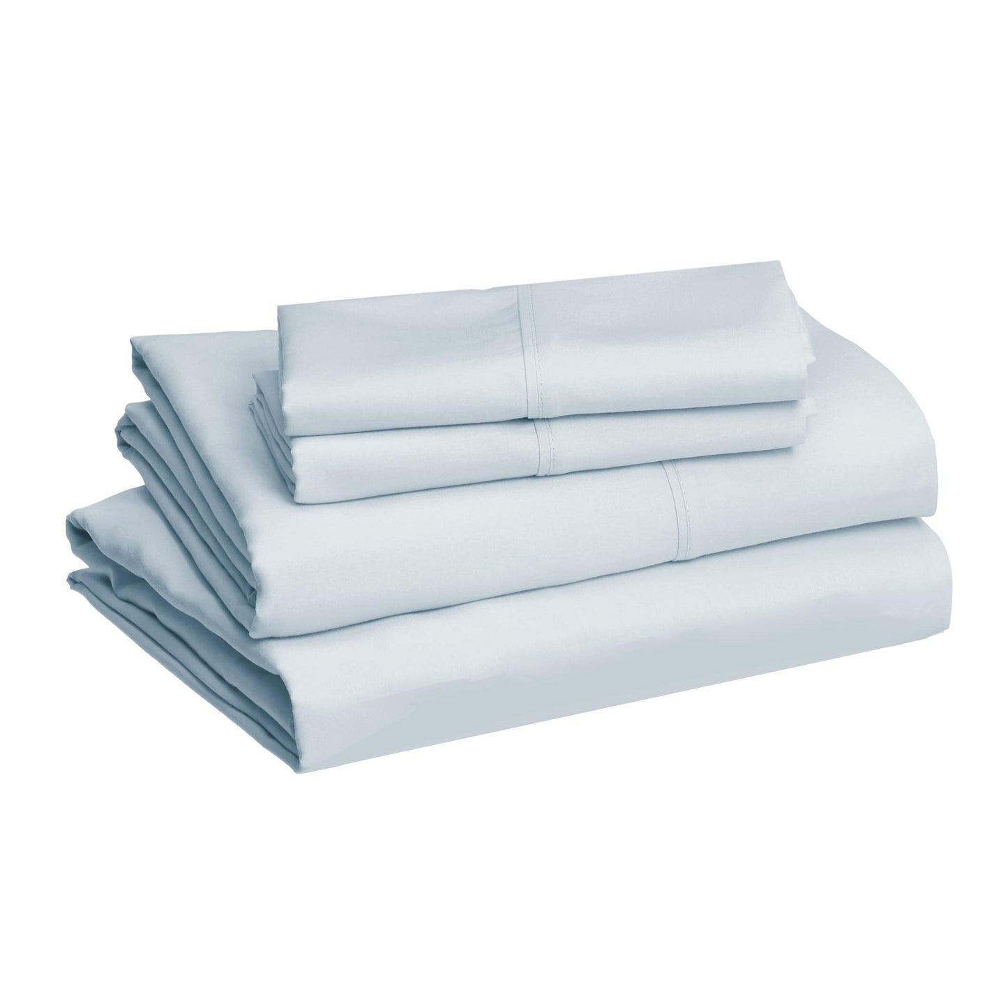 Amazon Basics Breathable, Ultra-Soft, Wrinkle-Resistant Microfiber 4-Piece Bed Sheet Set with 14-Inch Deep Pockets, Machine Washable, Full, Light Blue, Solid