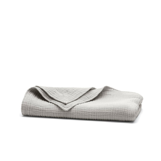 BOLL & BRANCH Dream Throw Blanket - One Size, Mist - Luxury 100% Organic Cotton - Soft, Lightweight and Breathable - Cloud-Like Touch - 50x70 Inches