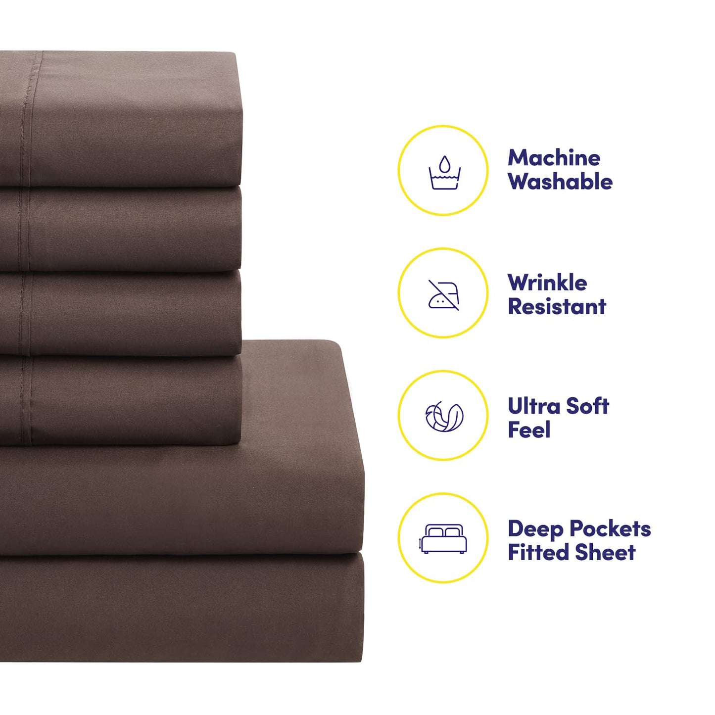Twin Comforter Set with Sheets - 5-Piece Bedding Collection - 1 Comforter, 1 Fitted Sheet, 1 Flat, 2 Pillowcases - Deep Pocket - Soft & Premium Quality - Ideal for All Seasons, Chocolate Brown