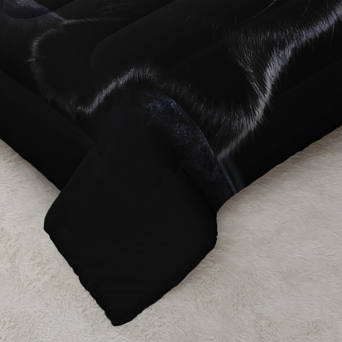 AILONEN 3D Cat Comforter Set Twin Size, Hidden Cat Bedding Set for Children, Black Theme Bed in a Bag, Soft Microfiber, 1 Quilt and 2 Pillowcases for All Season