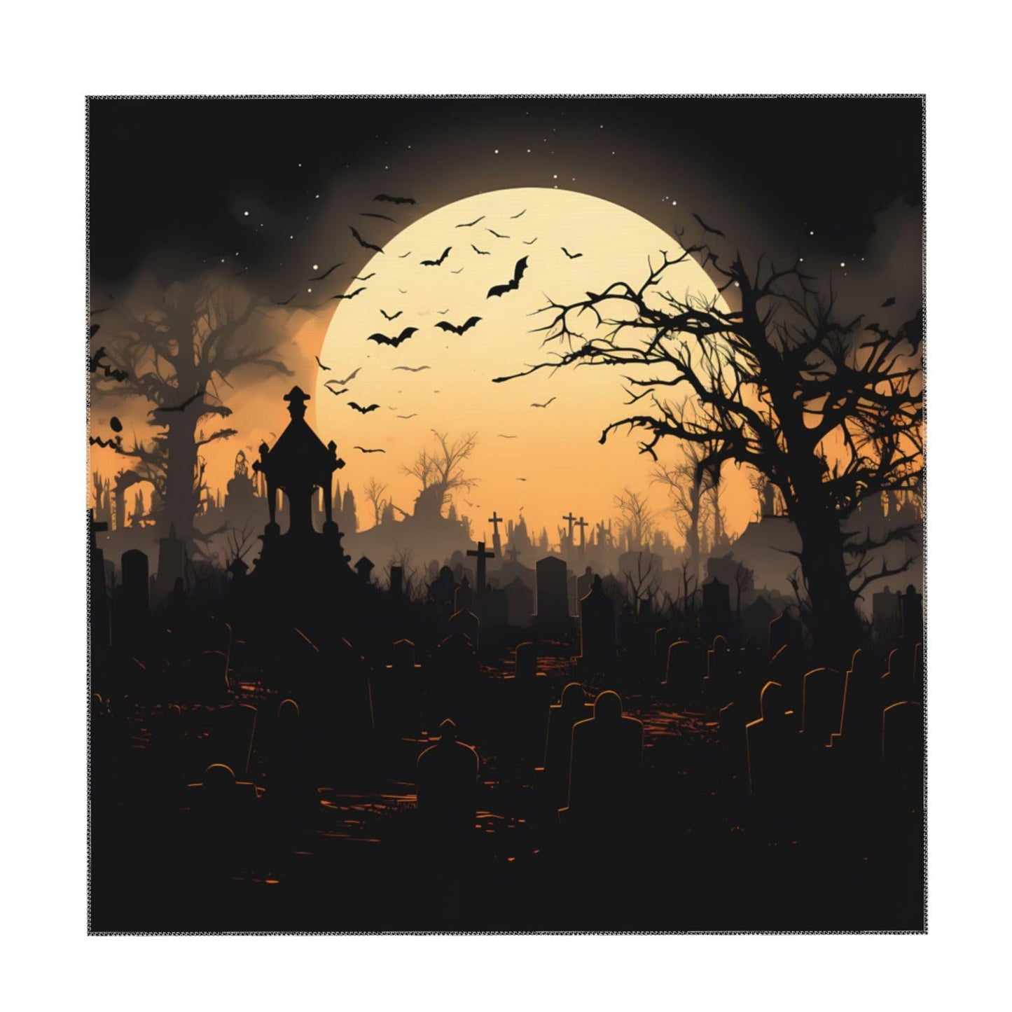 Entemne Square Table Cloth 55x55 Inch Halloween Moon Night Bats Tree Tablecloth Washable Soft Wrinkle Free Dust Proof Card Table Cover for Tea Party Picnic Kitchen Dining Decor