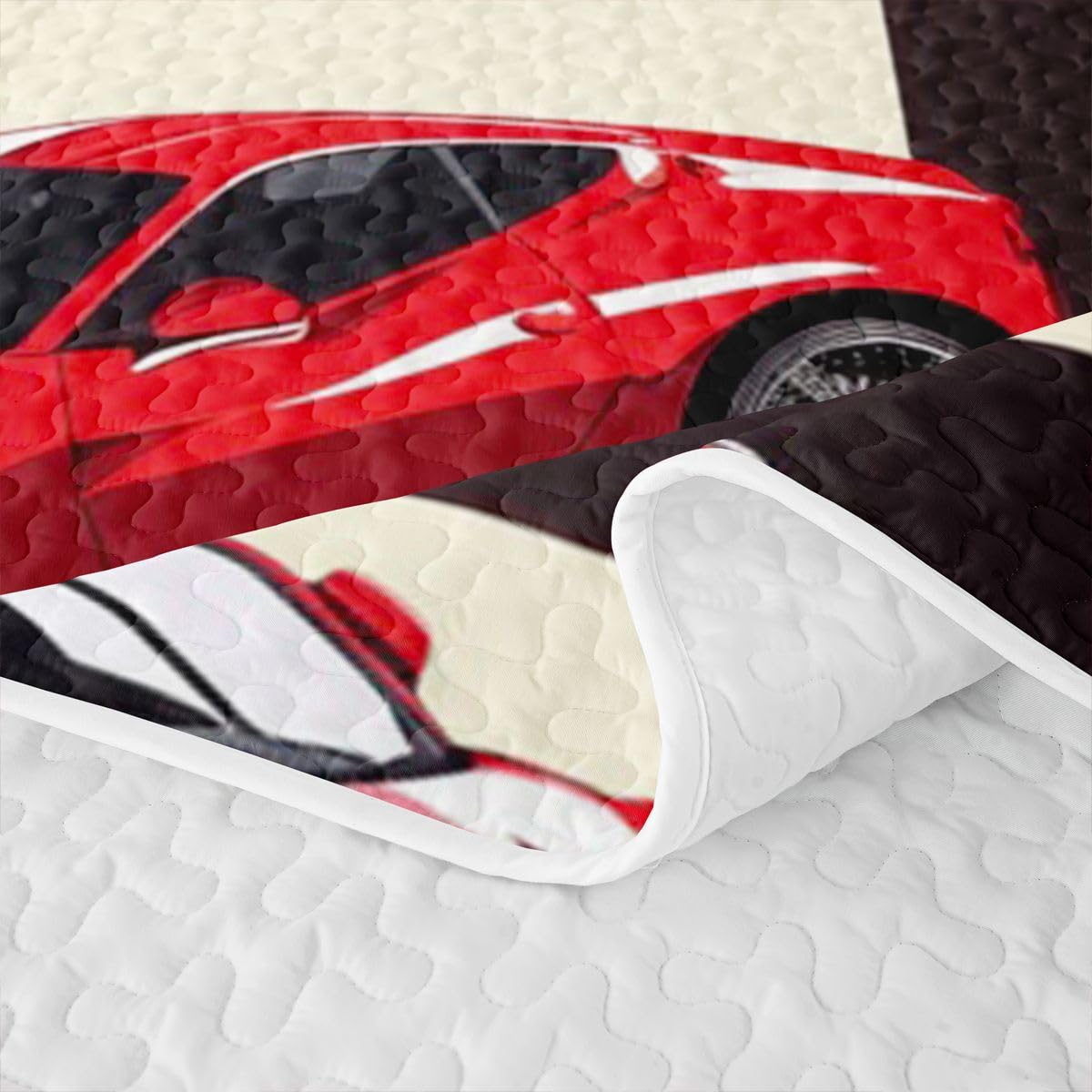Erosebridal Red Racing Car Quilt Twin Cool Speed Race Car Quilt Set for Kids Boys Teens Adults Extreme Sport Coverlet Grid Buffalo Bedspread with 1 Pillowcase