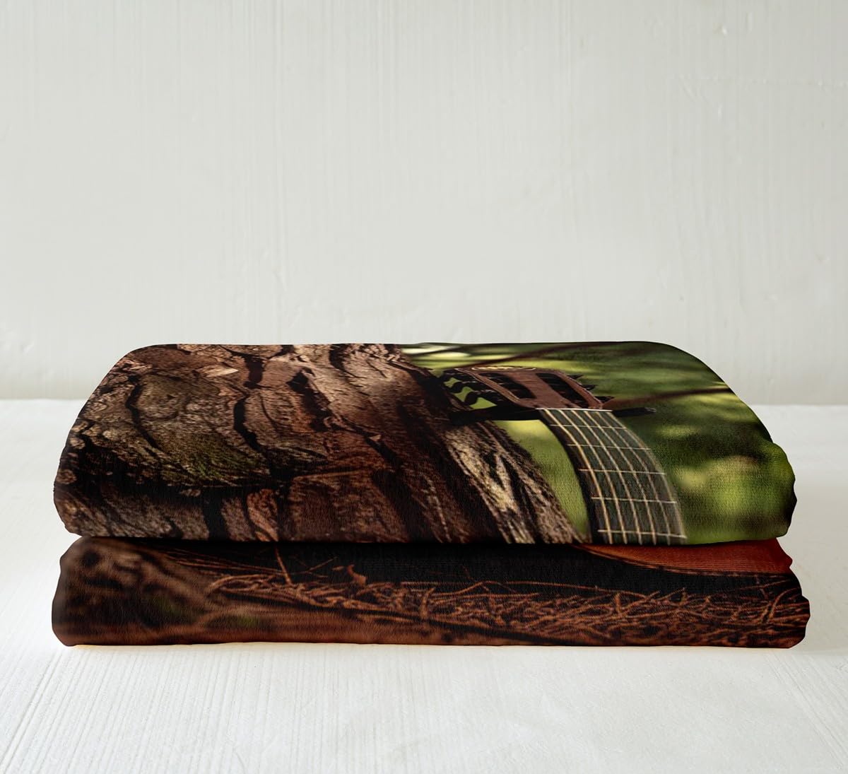 Guitar Music Themed Plush Throw Blanket - 50"x60" Sherpa Retro Guitar Instruments Print Warm Fuzzy Blanket for Sofa Couch Decor