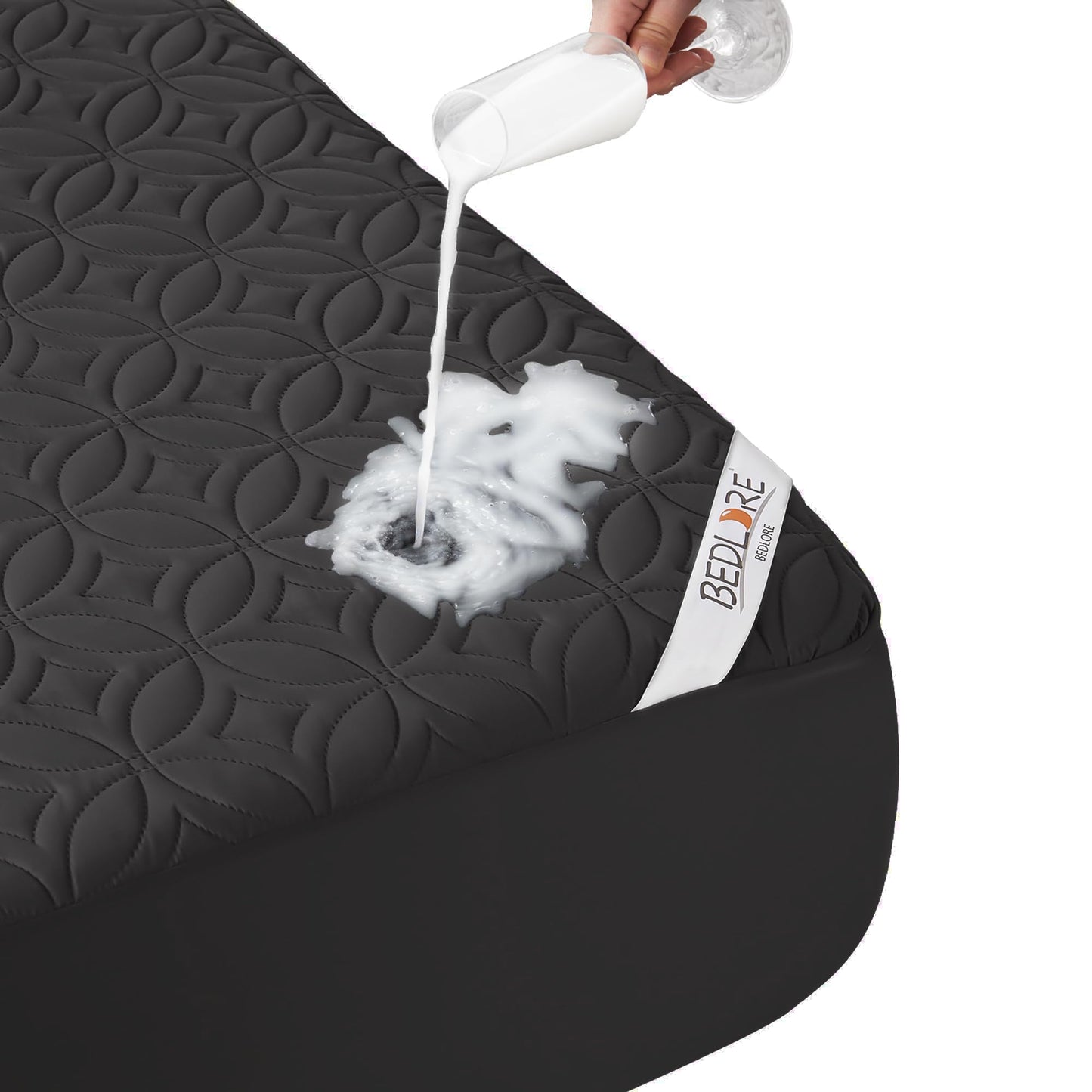 BEDLORE Waterproof Mattress Protector, Twin XL Size Mattress Pad with Deep Pocket 6"-15" Depth, Soft Breathable Dirt-Proof Bed Mattress Cover for Bedroom, College Dorm (Black)