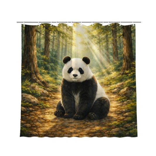 REZHOCH Funny Panda Shower Curtain 72x72Inch Forest Cute Animal Watercolor Art Home Bathroom Decor Spring Summer Nature Woodland Farm Waterproof Fabric Bath Set with Hooks