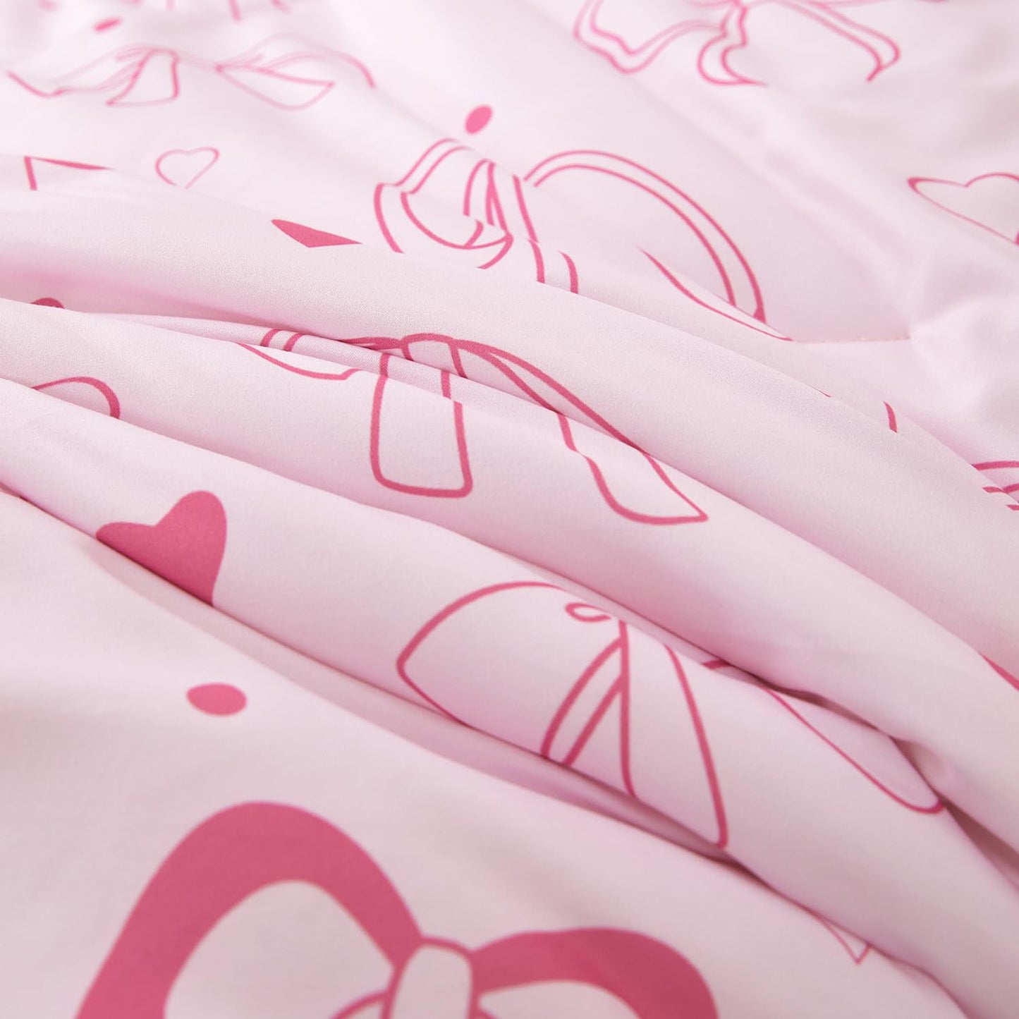 URBONUR 4 Piece Toddler Bedding Set - Soft and Breathable Crib Bedding Set for Girls, Includes Comforter, Fitted Sheet, Flat Top Sheet and Envelope Pillowcase, Pink Bow