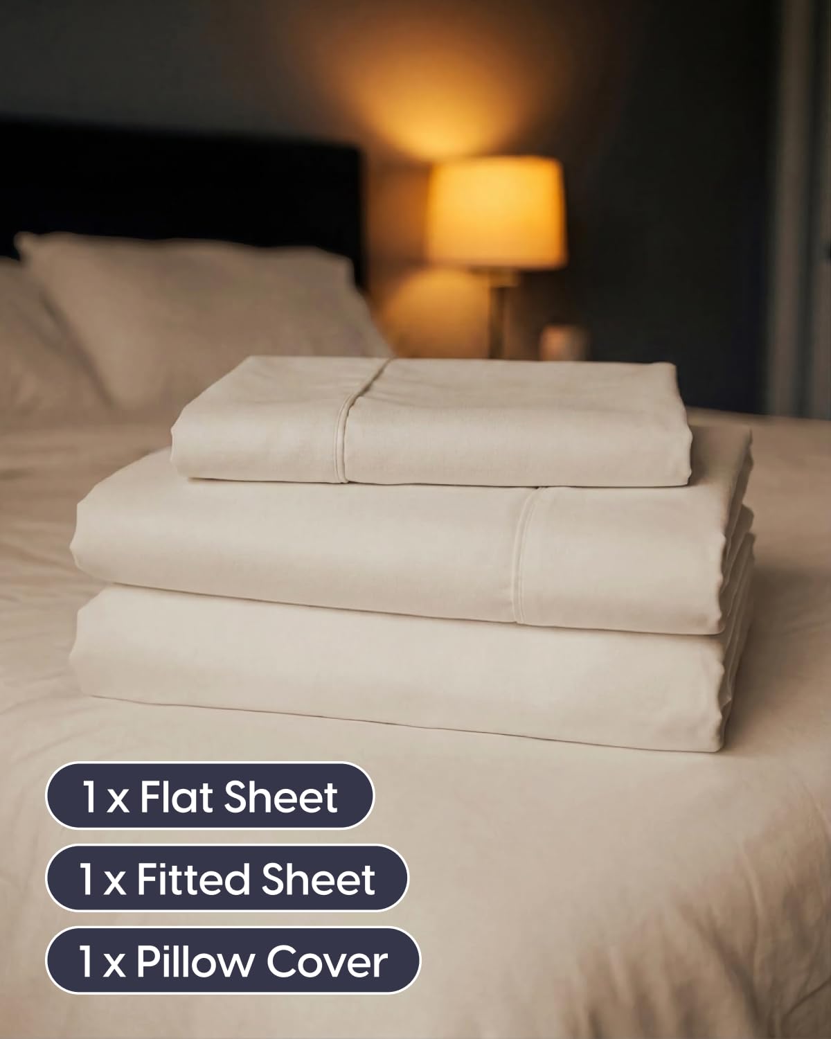 Sleepy Town Twin Size Bed Sheets - 3 Piece - Twin Sheet Set - Extra Soft, Comfy & Cooling - Easy Care - Shrinkage, Wrinkle & Fade Resistant - Brushed Microfiber - Deep Pocket Bed Sheets (Cream)