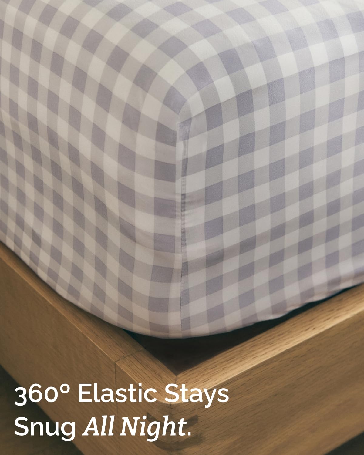 Grey Gingham Sheets - 1 Flat & 1 Fitted Sheet & 2 Pillowcases w/ Deep Pockets - Grid, Plaid, Checkered Pattern Bed Set - Wrinkle & Fade Resistant - Ultra-Soft, Breathable and Cooling - Full Size