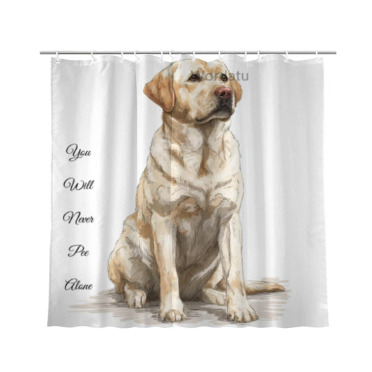 Wordatu Labrador Retriever Shower Curtain You Will Never Pee Alone Decor Fabric Bathroom Curtains, Kids Children Rustic 72x72 with 12 Hooks