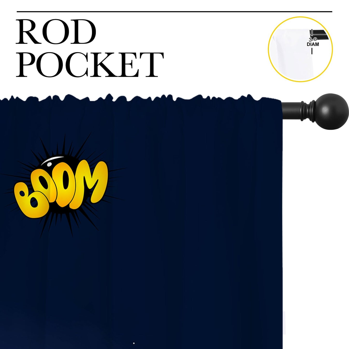 PYMATYTN Superhero Rod Pocket Blackout Curtains for Boy Girl Bedroom, Cartoon Skyline Buildings Cityscape Thermal Insulated Home Window Drapes for Living Room Darkening, 42x45 inch