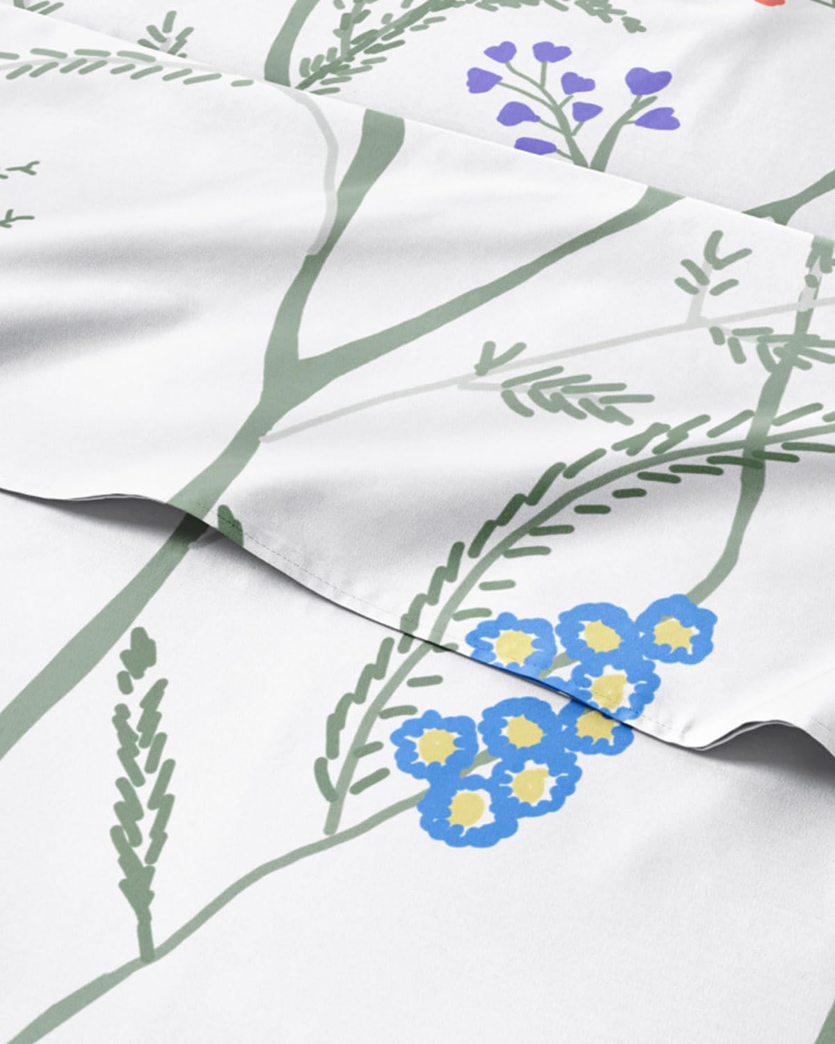 Floral Sheets - Boho King Bed Sheet Set - 1 Flat, 1 Fitted & 2 Pillowcases w/ Deep Pockets - Comfy, Wrinkle & Fade-Free - Boho Botanical Bedding - Ultra-Soft, Breathable and Cooling - King Size Set