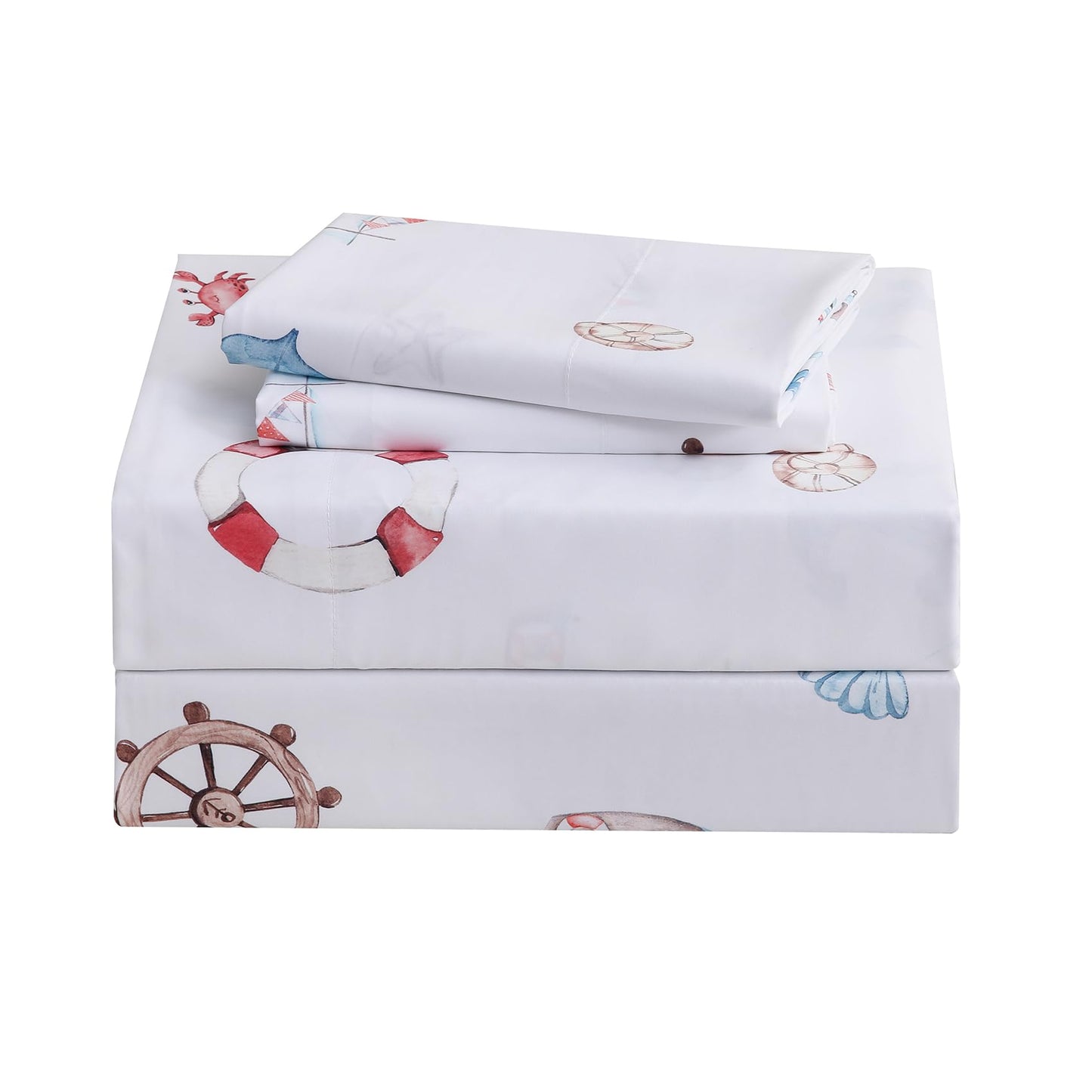 Ocharo Nautical Theme Kids Twin Sheets Set,Soft Microfiber Anchor and Rudder Bed Sheet for Teens - Deep Pockets Wrinkle Free,Blue Ocean Themed Bedding Sets for Boys Girls Toddlers