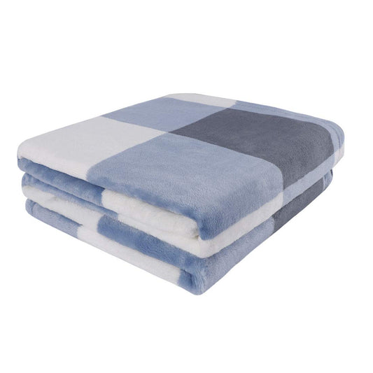 PiccoCasa Plaid Flannel Fleece Throw Blanket, Soft Buffalo Checkered Throw Blanket, Tartan Decorative Plush Blanket for Couch Sofa Bed, 50" x 60", Blue and White