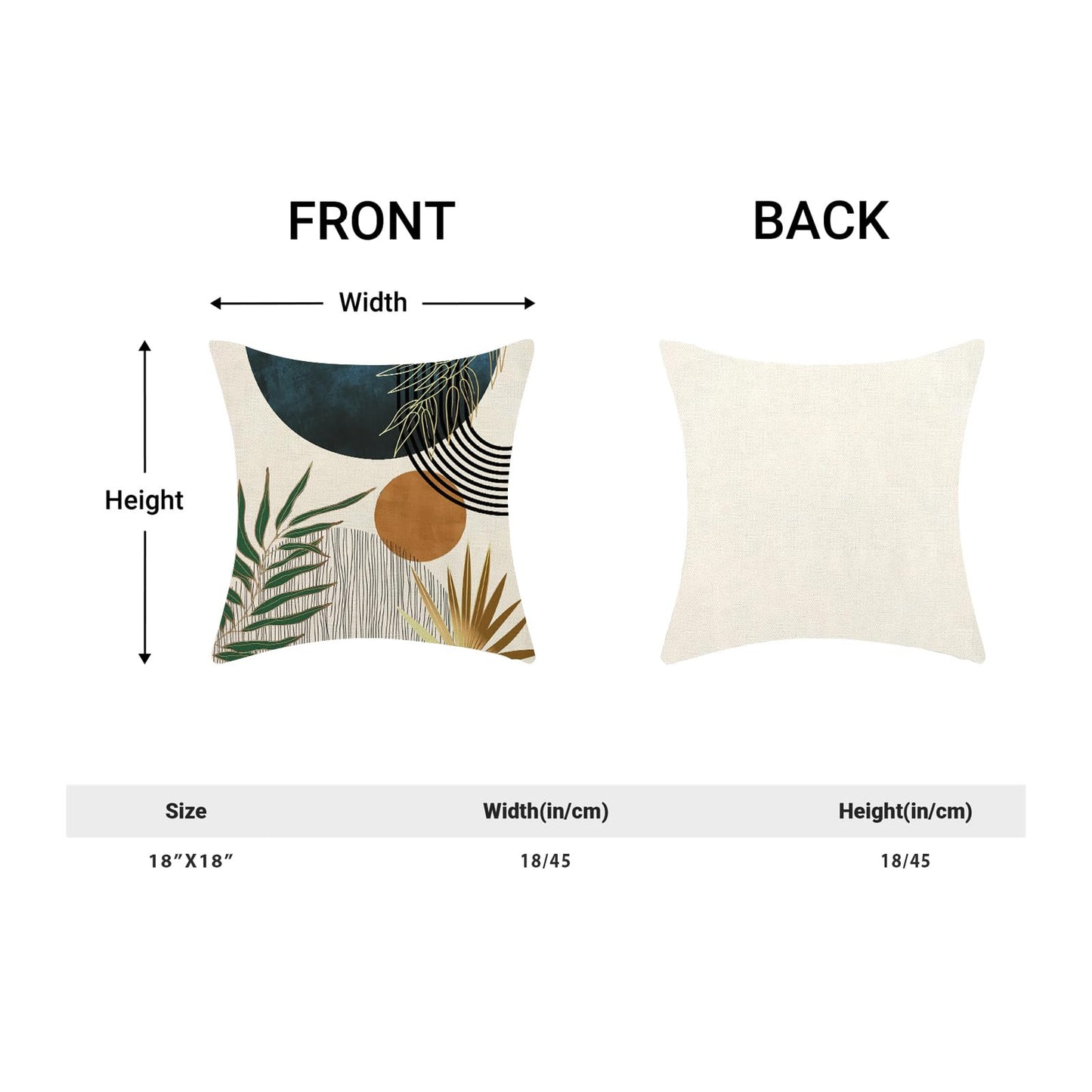 Boho Pillow Covers 18x18 Set of 2 Green Gold Navy Blue Throw Pillow Covers Outdoor Decoration Mid Century Bohemian Style Tropical Leaf Pillowcase Farmhouse Decorative Cushion Case For Home Sofa