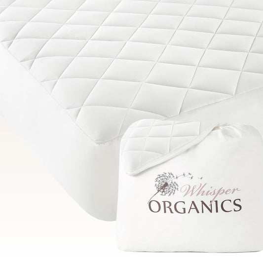 100% Cotton Organic Mattress Pad - Luxury Quilted Mattress Topper Protector Plush & Breathable Machine Washable Design - Fairtrade & GOTS Certified Premium 400GSM Thick with Deep Pocket (Twin)