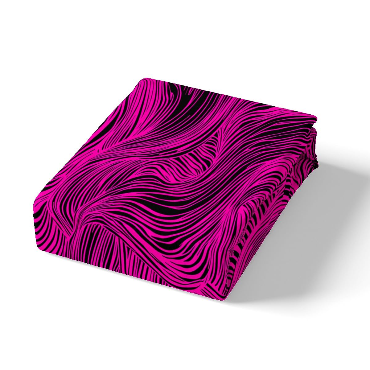 Feelyou Hot Pink Stripes Bed Sheets Set Geometric Sheet Set for Kids Boys Girls Teens Zebra Room Decor Abstract Art Sheets with Deep Pocket Fitted Sheet Queen Size Modern Striped Art Bedding Set 4Pcs