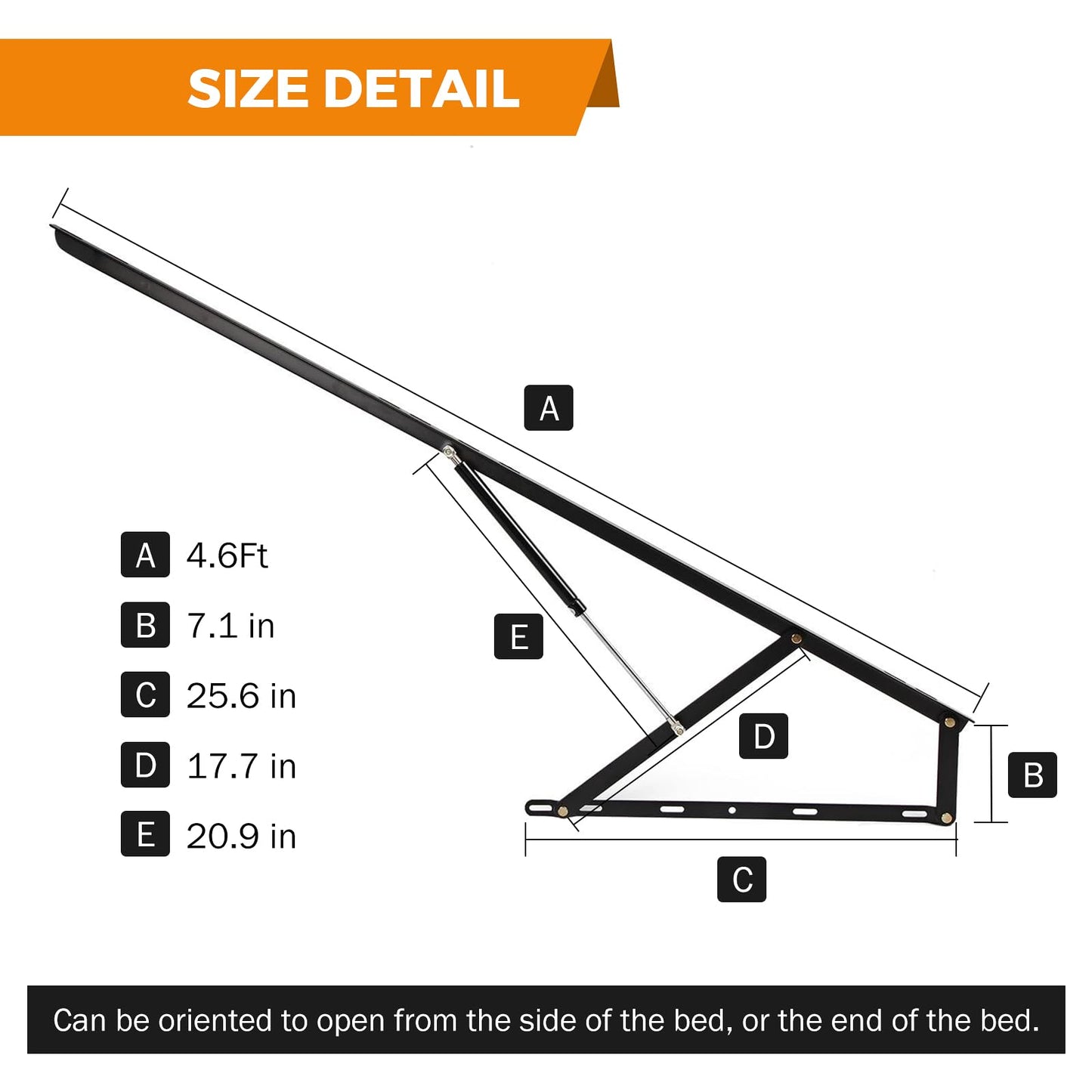 BEAMNOVA 4.6 FT Bed Lift Mechanism, 176-264 lbs Load Capacity, Lifting Gas Spring Set, Heavy Duty, for Storage Box Bed Sofa, Space Saving DIY Project