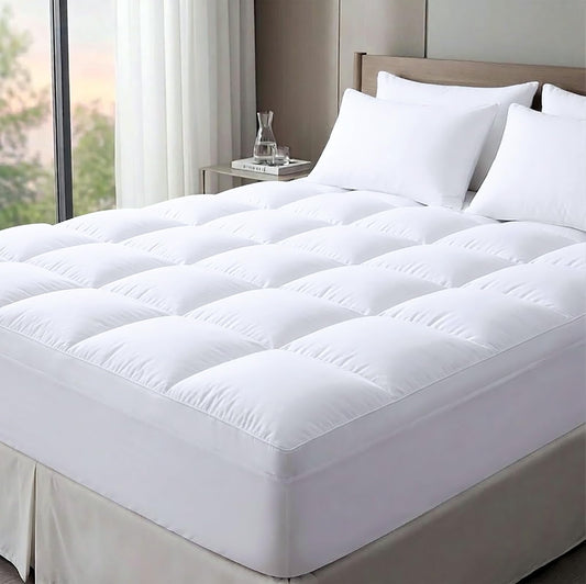 Queen Mattress Topper Cooling Pillow Top Extra Thick, Plush Mattress Pad for Back Pain Relief, Breathable Quilted Bed Topper with Deep Pocket 8–21”, Down Alternative Filling