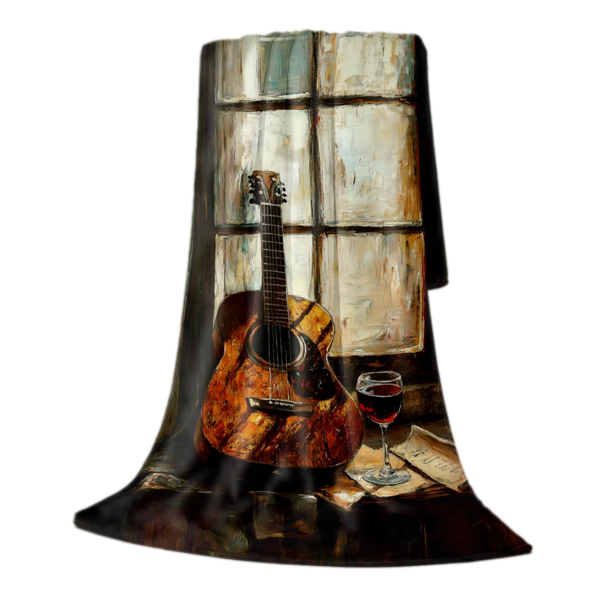HUNXIAOJ Guitar Blanket Throw Music Decor Flannel Throw Musical Instruments Bedding Guitar Fleece Blanket Gifts for Men Women Girls Boys Kids Couch Home Bedroom Living Room Musician Decor 49"x59"
